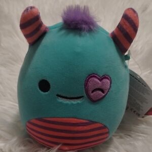 Teal Plush Toy with Striped AccentsBNWT 8” Leon the Monster Valentines Day Squis
